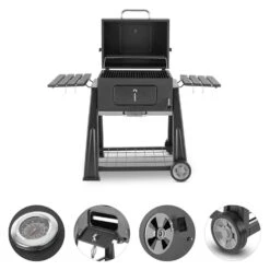 Bigfoot Holzkohlegrill Smoker BBQ-Grill 55 X 40 Cm Stahl Schwarz -Küchenbedarf Geschäft 10029763 yy 0004 detail Klarstein Bigfoot BBQ Grill Smoker