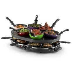 Woklette Tischgrill Raclette Wokset 1200 W 8 Personen Antihaft -Küchenbedarf Geschäft 10030539 yy 0005 front oneConcept Woklette Tischgrill Raclette Wok 1200W