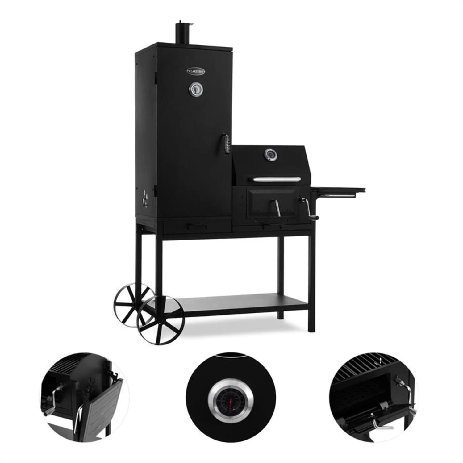 Fleischbrocken Holzkohlegrill Smoker Räucherofen BBQ-Grill Schwarz 5 Fleischbrocken Holzkohlegrill Smoker Räucherofen BBQ-Grill Schwarz – Bild 5