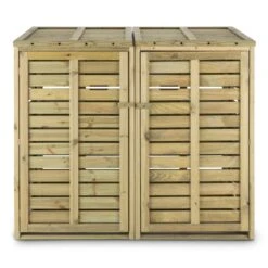 Ordnungshüter 2T Mülltonnenbox 145x130x87cm (BxHxT) 2 Tonnen Kiefer -Küchenbedarf Geschäft 10030718 yy 0003 front Double Wheelie Bin