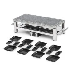 Schmelzlette Raclette 1500W Naturstein-Platte Edelstahlgehäuse -Küchenbedarf Geschäft 10032028 yy 0004 detail Klarstein Schmelzlette Raclette 1500W Edelstahl