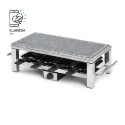 Schmelzlette Raclette 1500W Naturstein-Platte Edelstahlgehäuse -Küchenbedarf Geschäft 10032028 yy 0007 logo Klarstein Schmelzlette Raclette 1500W Edelstahl