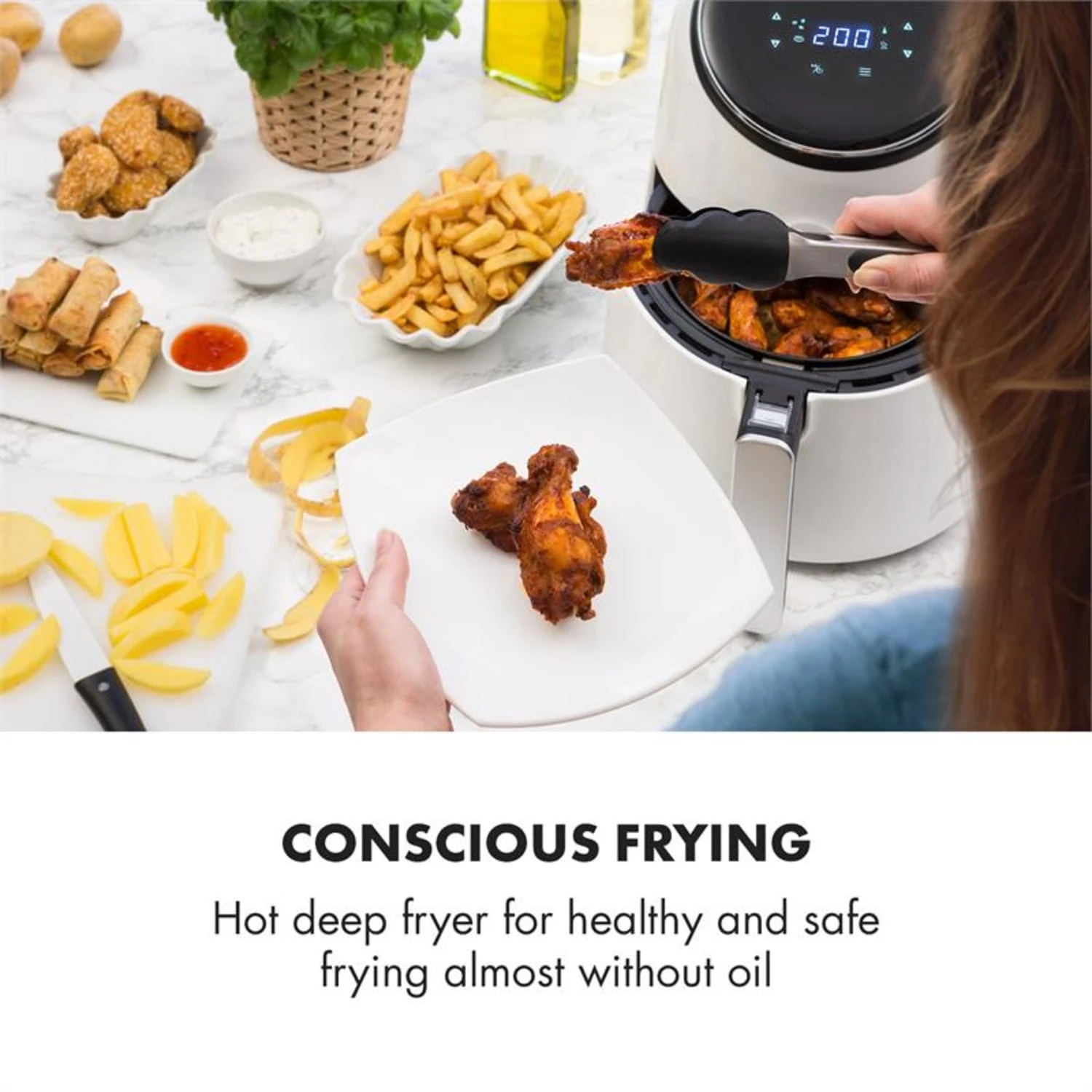 AirVital Heißluftfritteuse 1300W 2,5l CeraPlus-Antihaft Touch Weiß 2 AirVital Heißluftfritteuse 1300W 2,5l CeraPlus-Antihaft Touch Weiß – Bild 2