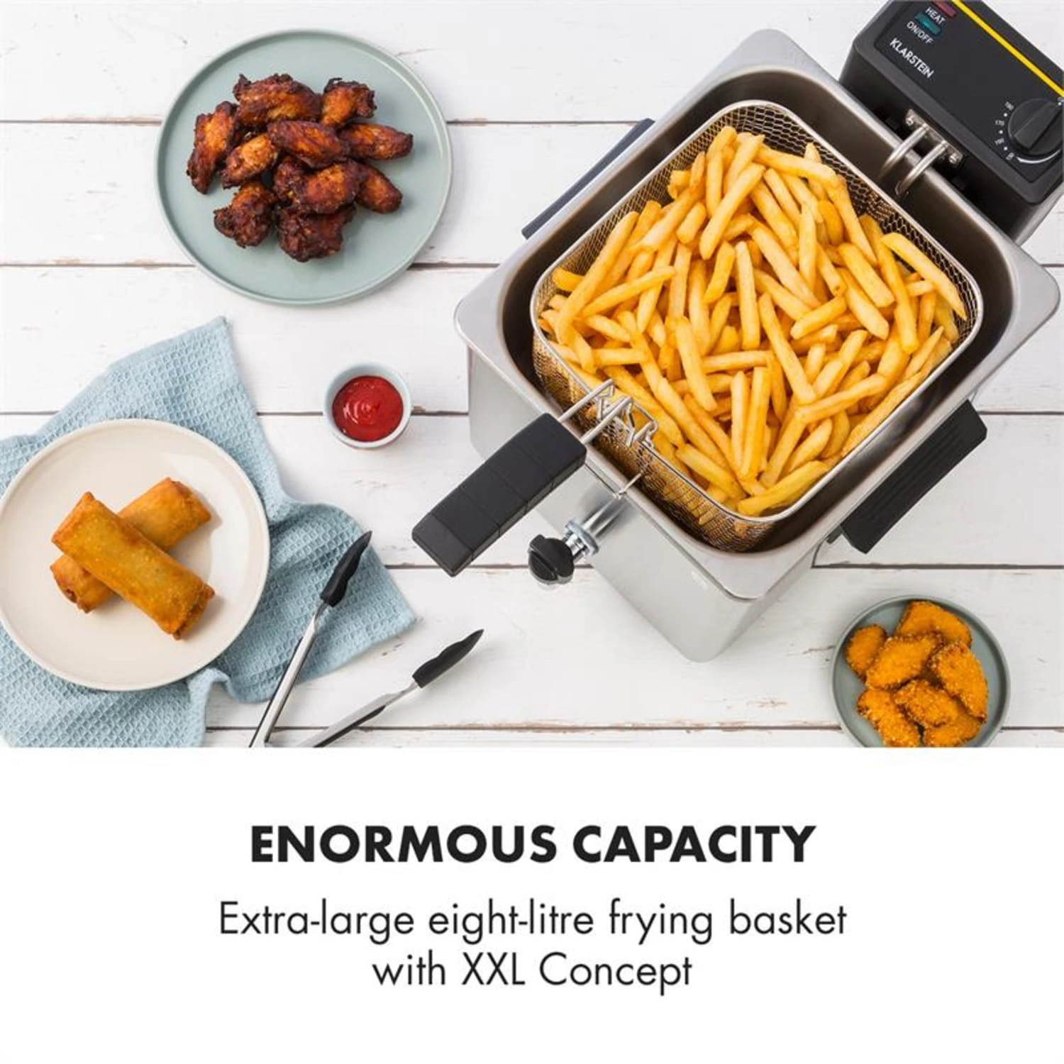 Family Fry Fritteuse 3000W Oil Drain Technology Edelstahl Silber 3 Family Fry Fritteuse 3000W Oil Drain Technology Edelstahl Silber – Bild 3