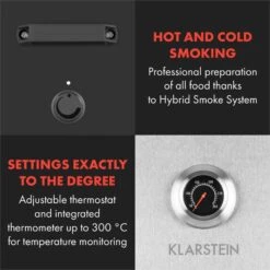 Flintstone Steel Räucherofen 1600 W Integriertes Thermometer Edelstahl 10 Flintstone Steel Räucherofen 1600 W Integriertes Thermometer Edelstahl -Küchenbedarf Geschäft 10033372 yy 0004 logo Klarstein Flintstone Steel Raeucherofen Edelstahl reedit