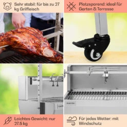 Sauenland Pro Spanferkelgrill Drehspieß 13W 4 Rollen Edelstahl -Küchenbedarf Geschäft 10033566 de 0005 usp