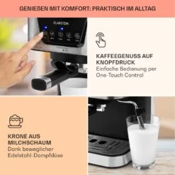 Arabica Espressomaschine 1050W 15 Bar 1,5l Touch-Bedienfeld Edelstahl -Küchenbedarf Geschäft 10033729 de 0003 usp