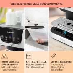 Arabica Espressomaschine 1050W 15 Bar 1,5l Touch-Bedienfeld Edelstahl -Küchenbedarf Geschäft 10033729 de 0006 usp