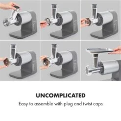 Mett Max Elektrischer Fleischwolf 600W Kupfermotor Aluminium -Küchenbedarf Geschäft 10034244 yy 0003 logo Klarstein Mett Max elektrischer Fleischwolf grau