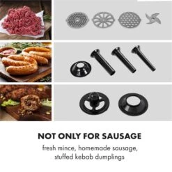 Mett Max Elektrischer Fleischwolf 600W Kupfermotor Aluminium -Küchenbedarf Geschäft 10034244 yy 0004 logo Klarstein Mett Max elektrischer Fleischwolf grau