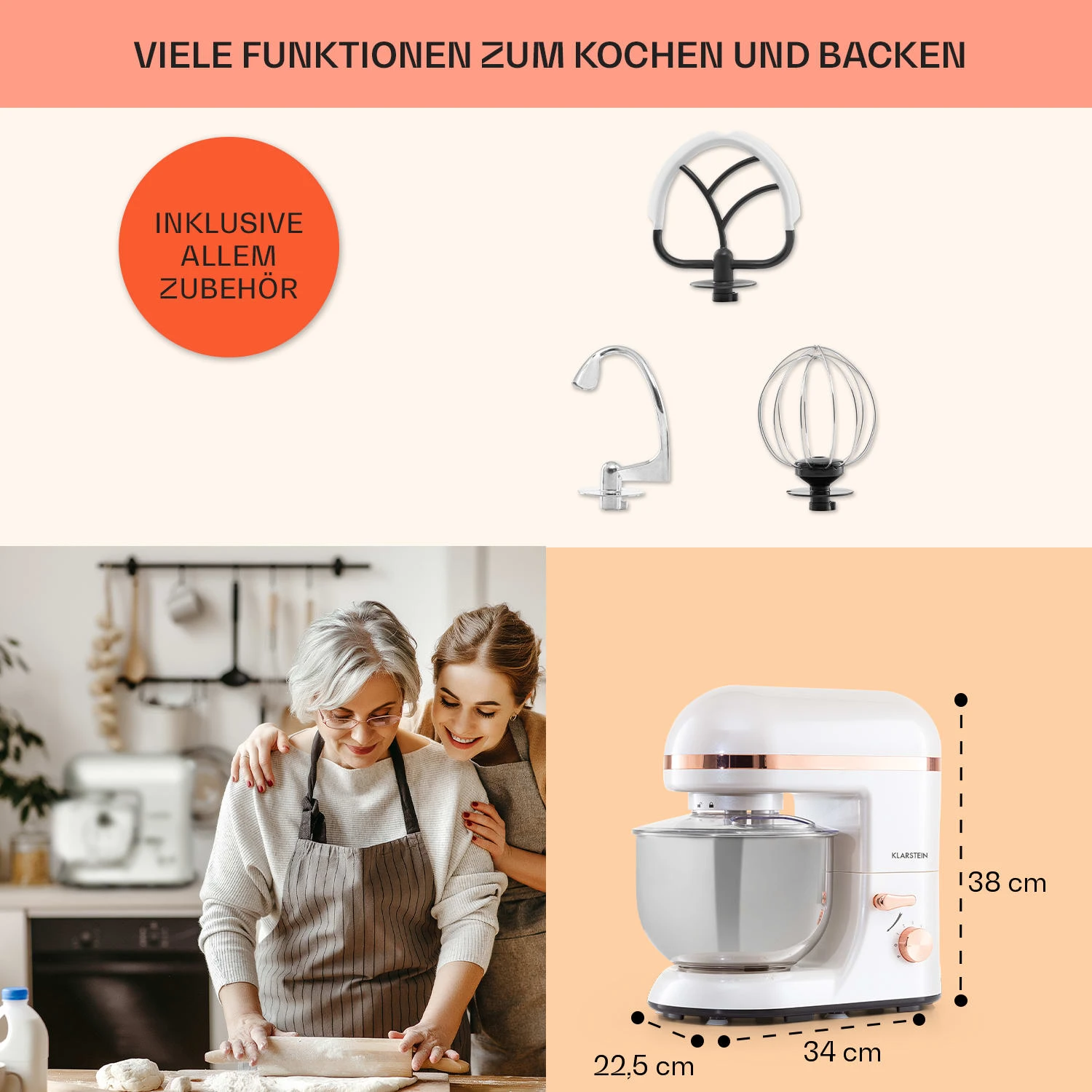 Bella Elegance Küchenmaschine 2000W/2,7PS/5,2 Ltr Edelstahl BPA-frei 5 Bella Elegance Küchenmaschine 2000W/2,7PS/5,2 Ltr Edelstahl BPA-frei – Bild 5