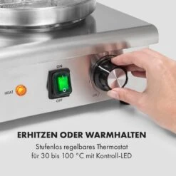 Wurstfabrik 600 Hot Dog Maker 600W 3 Spieße 5L 30-100°C Glas Edelstahl -Küchenbedarf Geschäft 10034454 de 0003 logo