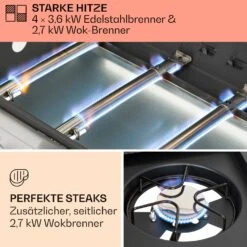 Tomahawk Gasgrill 4x3,6 KW + 2,7 KW Brenner 66x43,5 Cm Grill Edelstahl -Küchenbedarf Geschäft 10034710 de 0003 usp