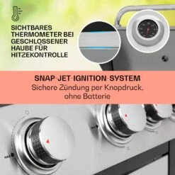 Tomahawk Gasgrill 4x3,6 KW + 2,7 KW Brenner 66x43,5 Cm Grill Edelstahl -Küchenbedarf Geschäft 10034710 de 0004 usp