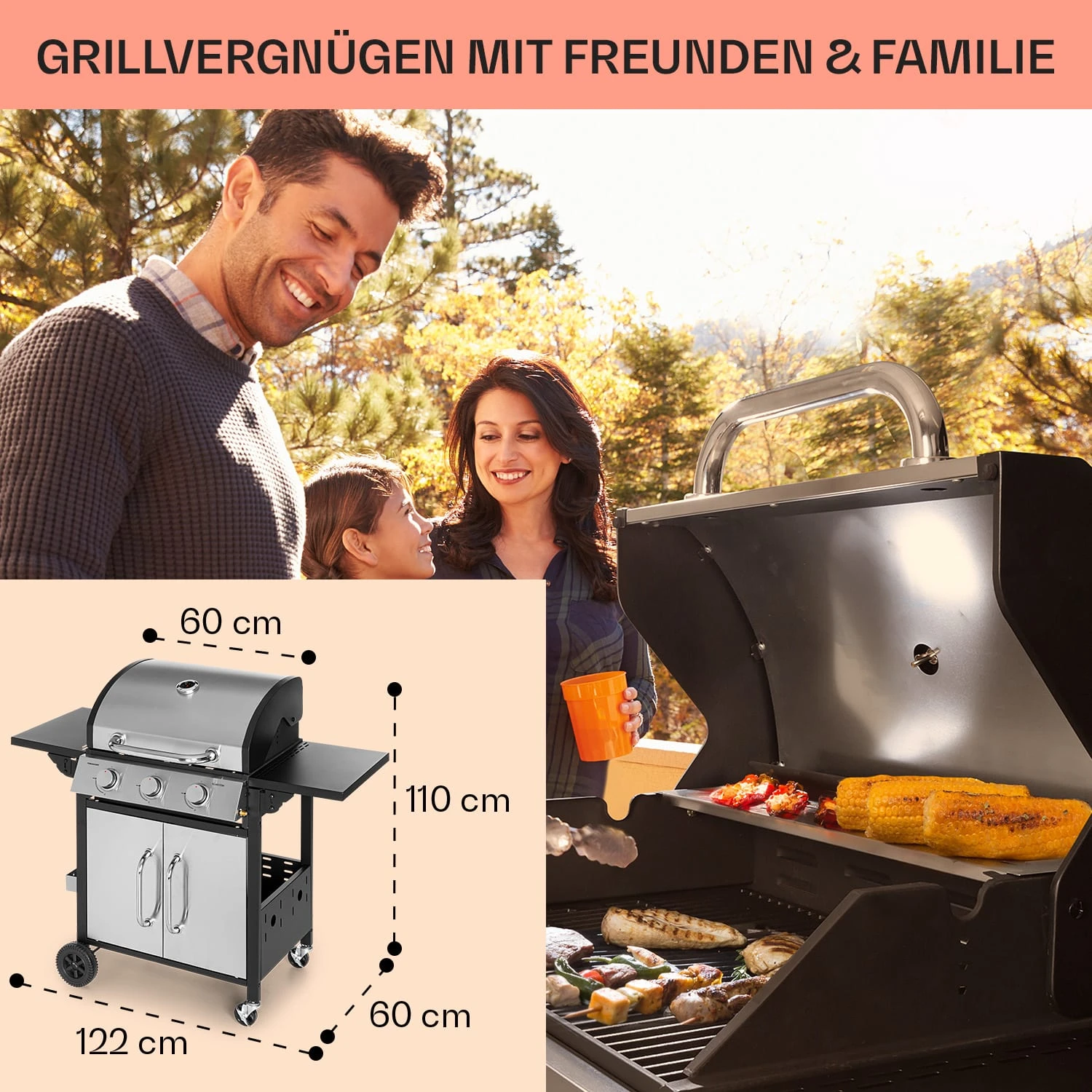 Tomahawk Gasgrill 3 X 3,6 KW Brenner 60 X 43,5 Cm Grill Edelstahl 6 Tomahawk Gasgrill 3 X 3,6 KW Brenner 60 X 43,5 Cm Grill Edelstahl – Bild 6