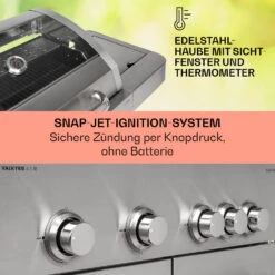 Valkyrie Gasgrill 4x3,5 KW + 3,15 KW Brenner 74x44 Cm Grill Edelstahl -Küchenbedarf Geschäft 10034715 de 0004 usp