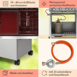 Valkyrie Gasgrill 4x3,5 KW + 3,15 KW Brenner 74x44 Cm Grill Edelstahl -Küchenbedarf Geschäft 10034715 de 0005 usp