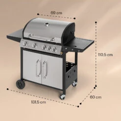 Valkyrie Gasgrill 4x3,5 KW + 3,15 KW Brenner 74x44 Cm Grill Edelstahl -Küchenbedarf Geschäft 10034715 yy 0008 dimensions
