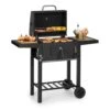 Meat Machine Holzkohlegrill BBQ 45x32,5cm Thermometer Bodenrollen