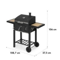 Meat Machine Holzkohlegrill BBQ 45x32,5cm Thermometer Bodenrollen -Küchenbedarf Geschäft 10034819 yy 0009 logo Klarstein Meat Machine Holzkohlegrill schwarz
