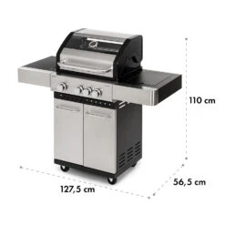 Valkyrie Gasgrill 3x3,2 + 2,9 KW Sichtfenster 54x42 Cm Grill Edelstahl -Küchenbedarf Geschäft 10034845 yy 0010 logo Klarstein Valkyrie Gasgrill 3plus1 Brenner Edelstahl