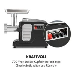 Kraftprotz Elektrischer Fleischwolf 700 W Kupfermotor Hack Wurst Kebbe Edelstahl -Küchenbedarf Geschäft 10035233 de 0005 logo