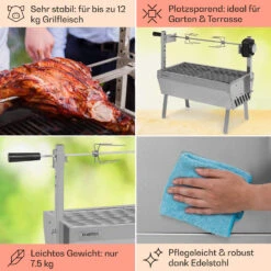 Sauenland Mini Rotisserie-Grill Drehspieß 4W 12kg Max. Edelstahl -Küchenbedarf Geschäft 10035371 de 0005 usp
