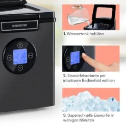 Icemeister 2G Eiswürfelmaschine 12kg/24h LC-Display Edelstahl -Küchenbedarf Geschäft 10035712 de 0004 usp