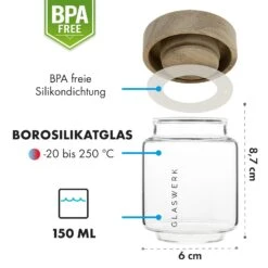 Glaswerk Cassia Gewürzgläser 6 St. 130 Ml Borosilikatglas Holzdeckel Luftdicht -Küchenbedarf Geschäft 10036357 de 0007 logo