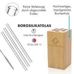 Glaswerk Salizzada Glasstrohhalme 7 Stück 0,8 X 20 Cm (ØxH) Holzhalterung Bürste -Küchenbedarf Geschäft 10036366 de 0005 logo