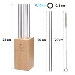 Glaswerk Salizzada Glasstrohhalme 7 Stück 0,8 X 20 Cm (ØxH) Holzhalterung Bürste -Küchenbedarf Geschäft 10036366 yy 0006 logo