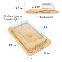 Glaswerk Hermatige Aufschnittbox Mit Glasdeckel 2er Set Borosilikatglas Bambus Schneidebret -Küchenbedarf Geschäft 10036374 de 0007 logo