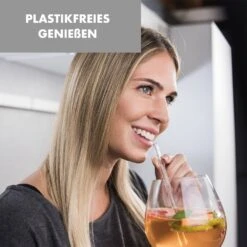 Glaswerk Frezzeria Glasstrohhalme 7 Stück 0,8 X 15 Cm (ØxH) Holzhalterung Bürste -Küchenbedarf Geschäft 10036379 de 0003 logo