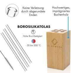 Glaswerk Frezzeria Glasstrohhalme 7 Stück 0,8 X 15 Cm (ØxH) Holzhalterung Bürste -Küchenbedarf Geschäft 10036379 de 0005 logo