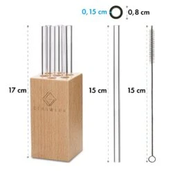Glaswerk Frezzeria Glasstrohhalme 7 Stück 0,8 X 15 Cm (ØxH) Holzhalterung Bürste -Küchenbedarf Geschäft 10036379 yy 0006 logo