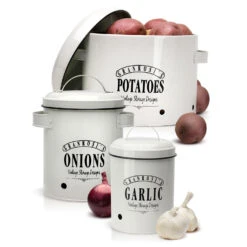 Georgia Vorratsbehälter 3er-Set Emaille-Stahlblech Vintage Rostfrei