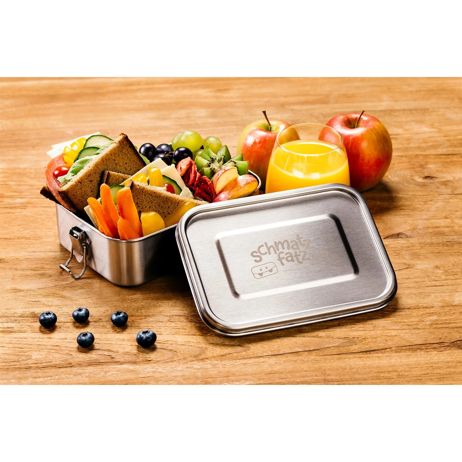 Schmatzfatz Eco Lunchbox 1200ml 19,5 X 14,5 X 6,5 Cm (BxHxT) Edelstahl 2 Schmatzfatz Eco Lunchbox 1200ml 19,5 X 14,5 X 6,5 Cm (BxHxT) Edelstahl – Bild 2