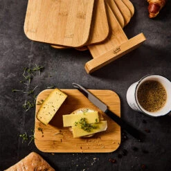 6er-Set Bambus-Frühstücksbrett Mit Ständer 22 X 0,9 X 16 Cm (BxHxT) Pflegeleicht -Küchenbedarf Geschäft 10038024 yy 0005 logo