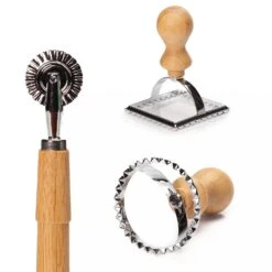 Ravioli Ausstecher 3er Set 2 Größen Rund & Eckig Teigrad Metall Bambus -Küchenbedarf Geschäft 10038038 yy 0006 logo