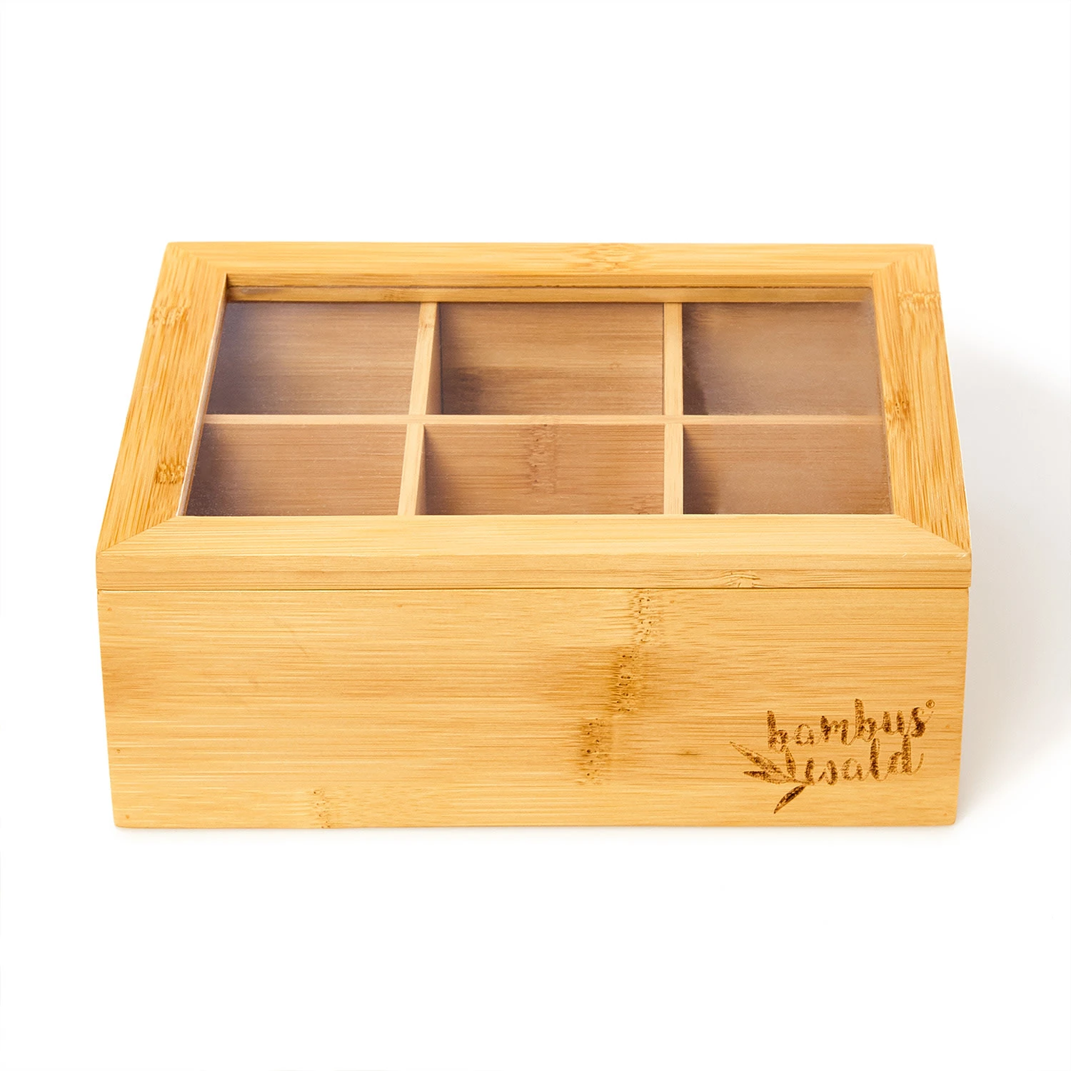 Teebox 6 Fächer 90 Teebeutel Kunststoff-Sichtfenster Bambus 4 Teebox 6 Fächer 90 Teebeutel Kunststoff-Sichtfenster Bambus – Bild 4