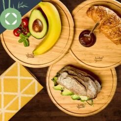 3er-Set Bambus-Frühstücksbrett Rund 25 X 1,6 X Cm (ØxH) Pflegeleicht -Küchenbedarf Geschäft 10038082 yy 0004 logo