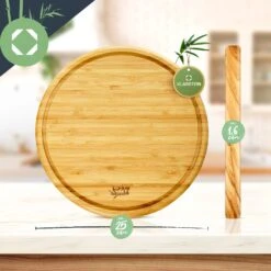 3er-Set Bambus-Frühstücksbrett Rund 25 X 1,6 X Cm (ØxH) Pflegeleicht -Küchenbedarf Geschäft 10038082 yy 0006 logo