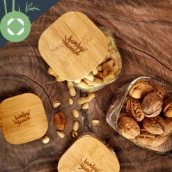 Eckiges Glas Mit Bambusdeckel Luftdicht Silikonring 6 X 15 Cm 300 Ml -Küchenbedarf Geschäft 10038114 yy 0005 logo