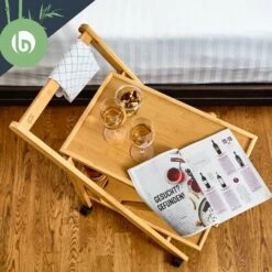 Servierwagen 2 Etagen 4 Rollen 66x70x40,5cm (BxHxT) Bambus -Küchenbedarf Geschäft 10038117 yy 0003 logo