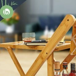 Servierwagen 2 Etagen 4 Rollen 66x70x40,5cm (BxHxT) Bambus -Küchenbedarf Geschäft 10038117 yy 0004 logo