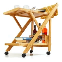 Servierwagen 2 Etagen 4 Rollen 66x70x40,5cm (BxHxT) Bambus -Küchenbedarf Geschäft 10038117 yy 0005 logo