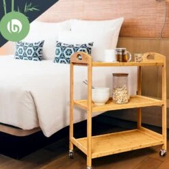 Servierwagen 3 Etagen 4 Rollen 60x74,5x33,5 Cm (BxHxT) Bambus -Küchenbedarf Geschäft 10038127 yy 0004 logo