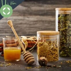 Rundes Glas Mit Bambusdeckel 4er-Set Inhalt: 600 Ml, 1000 Ml, 1500 Ml, 1800 Ml -Küchenbedarf Geschäft 10038254 yy 0004 logo