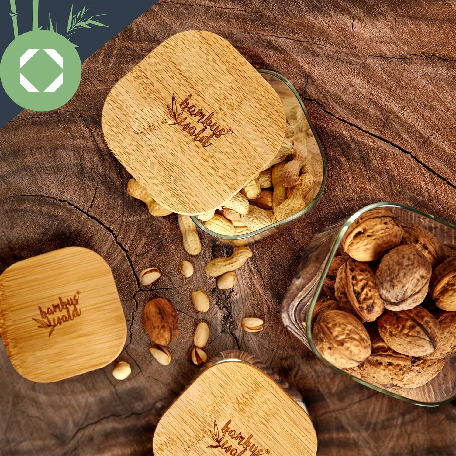 Eckiges Glas Mit Bambusdeckel Luftdicht Mit Silikonring 10x20,5x10 Cm 3x 1500 Ml 5 Eckiges Glas Mit Bambusdeckel Luftdicht Mit Silikonring 10x20,5x10 Cm 3x 1500 Ml – Bild 5