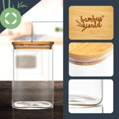 Eckiges Glas Mit Bambusdeckel Luftdicht Mit Silikonring 6x25x6 Cm 3x 500 Ml -Küchenbedarf Geschäft 10038259 yy 0002 logo